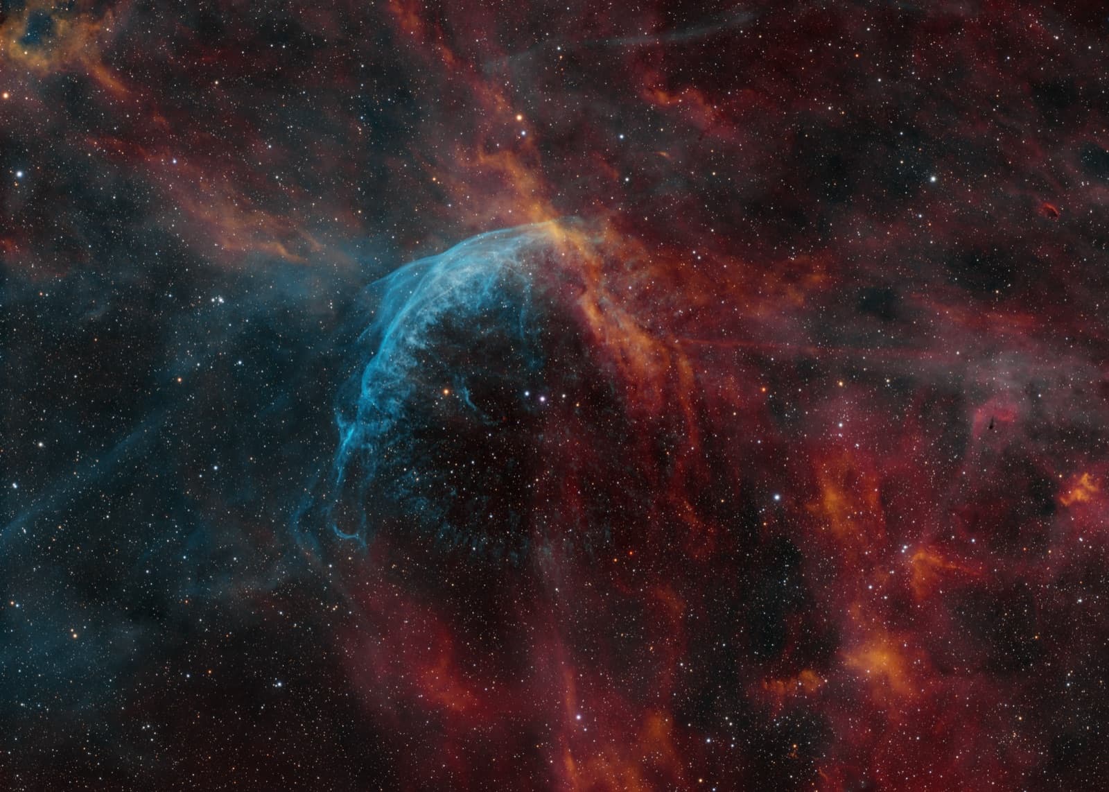WR 134, a faint ring nebula in Cygnus, imaged in narrowband with the FF130 rig